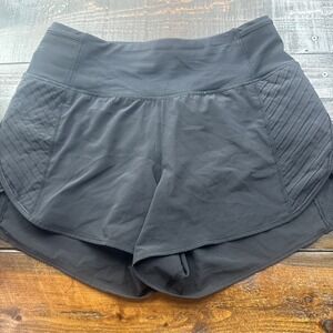 Lululemon Real Quick Short Athletic Pintuck 3.5" Black Liner Women's Size ‎ 4